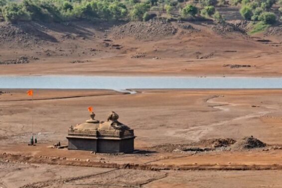 As water in the dam decreased, the ancient temple of the Pandava period was seen