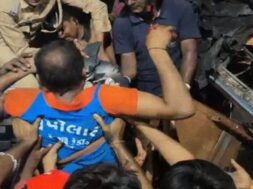 Baroda, Accident, truck driver rescued