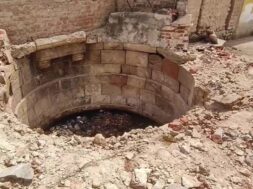 Demolition of the an old well, Wadhawan