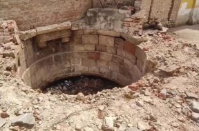 Demolition of the an old well, Wadhawan