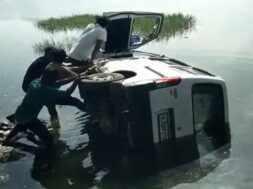 car plunged into lake