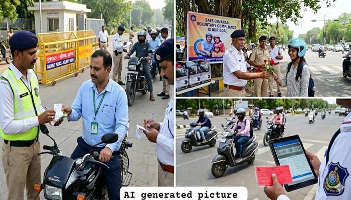 પોલીસની ટ્રાફિક ડ્રાઈવમાં હેલ્મેટ ન પહેરનારા 5123 સરકારી કર્મચારીઓ દંડાયા
