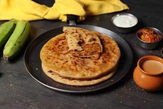 raw banana parathas