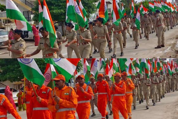 Grand Tiranga Yatra in Modasa: Citizens and police personnel joined enthusiastically