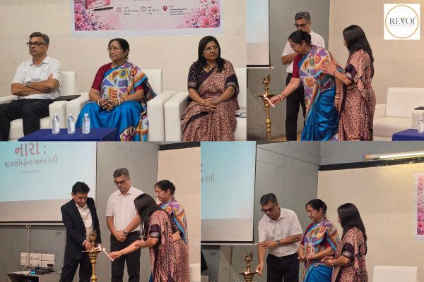 Elaben's formulaic writing style will inspire readers: Ushaben Upadhyay. ફોટોઃ અલકેશ પટેલ