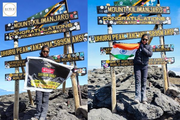 A Gujarati woman dressed in a Navratri sari hoisted the Indian tricolor on top of Mount Kilimanjaro