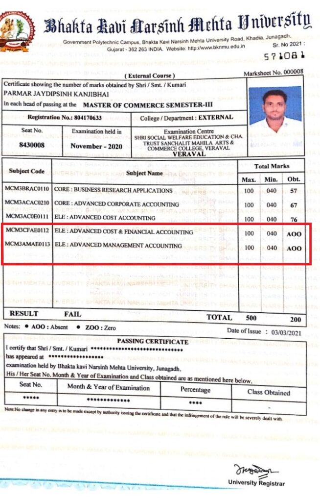 The student was declared absent despite giving the exam and having the invigilator's signature on the hall ticket: A search for justice for years