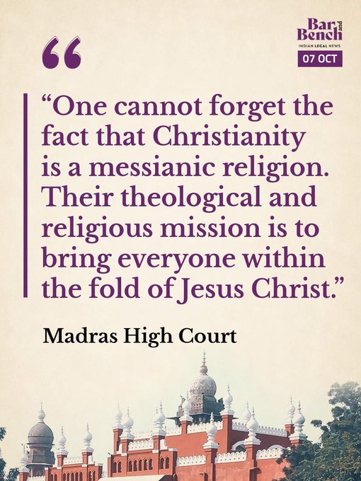 Allowing foreign funding for religious conversion would endanger the country's integrity: Madras High Court.